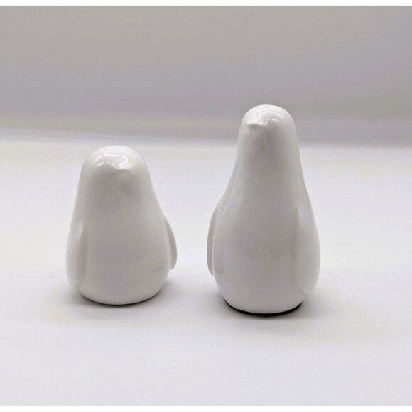 White Ceramic-Looking Penguin Figurine Set Of 2 - Picture 2 of 8
